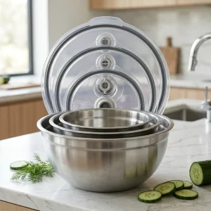 Stainless Mixing Bowl Set with Vacuum Seal Lids, 6 pc – life