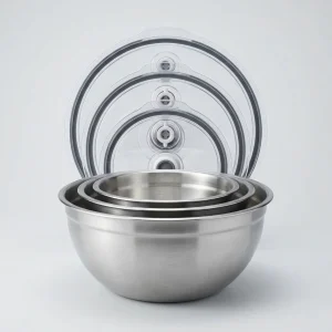 Stainless Mixing Bowl Set with Vacuum Seal Lids, 6 pc – main product image