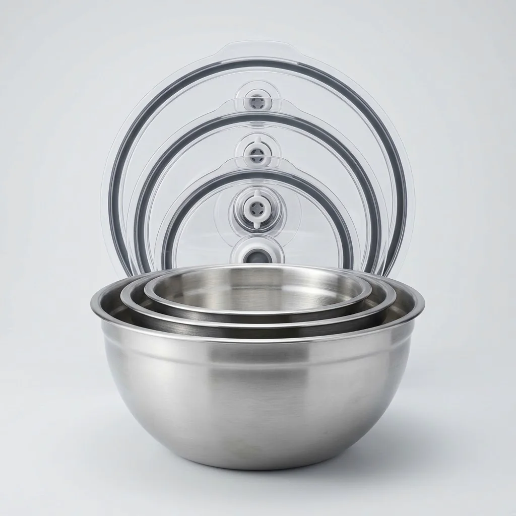 Stainless Mixing Bowl Set with Vacuum Seal Lids, 6 pc – main product image